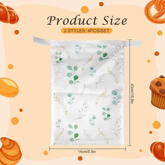 4 Pcs Bread Bags for Homemade Bread 17" x12" Reusable Sourdough Storage Bags with Foodgrade TPU Lining Food Wraps to Keeping Fresh Loaf Fresh Freezer Baker Baking Supplies (Green)
