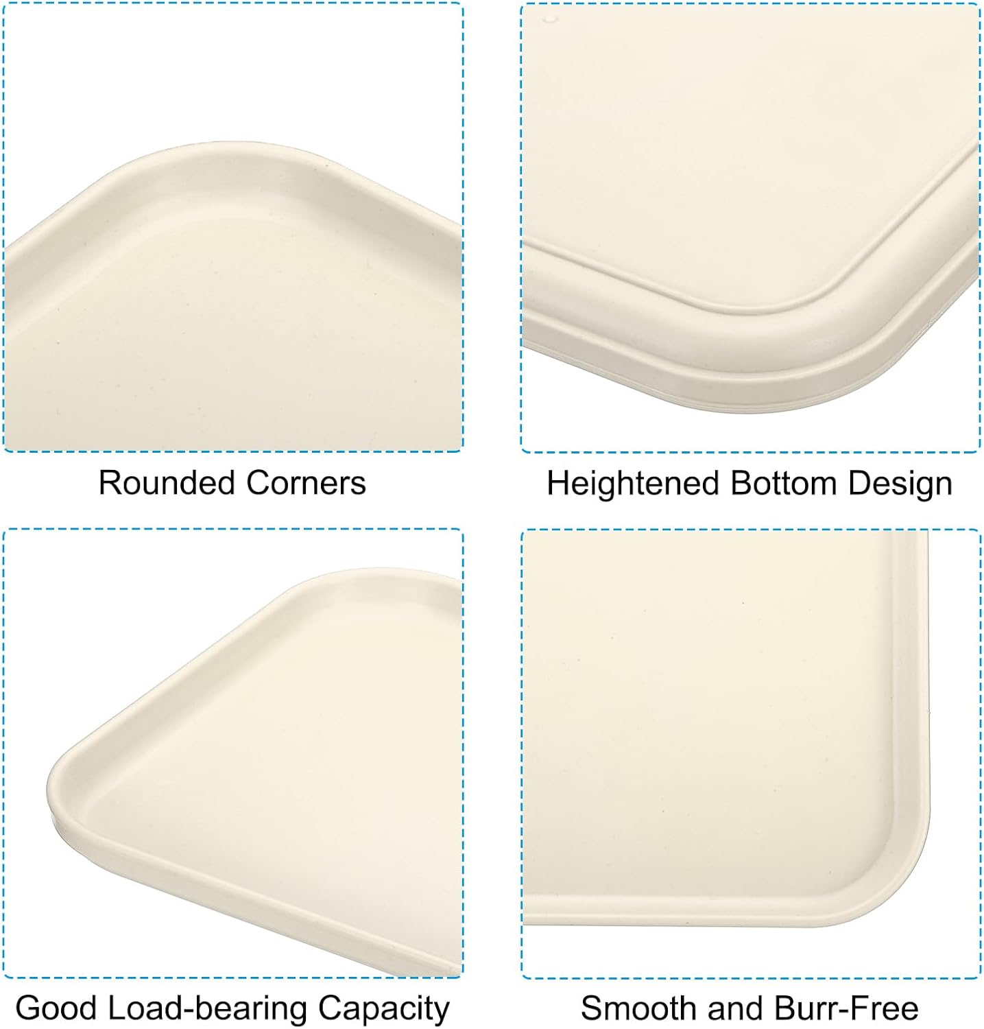 PATIKIL Plastic Fast Food Serving Tray, 2 Pcs 15" x 10.6" Reusable Rectangular Cafeteria Serving Platter for Party Kitchen Restaurant, White