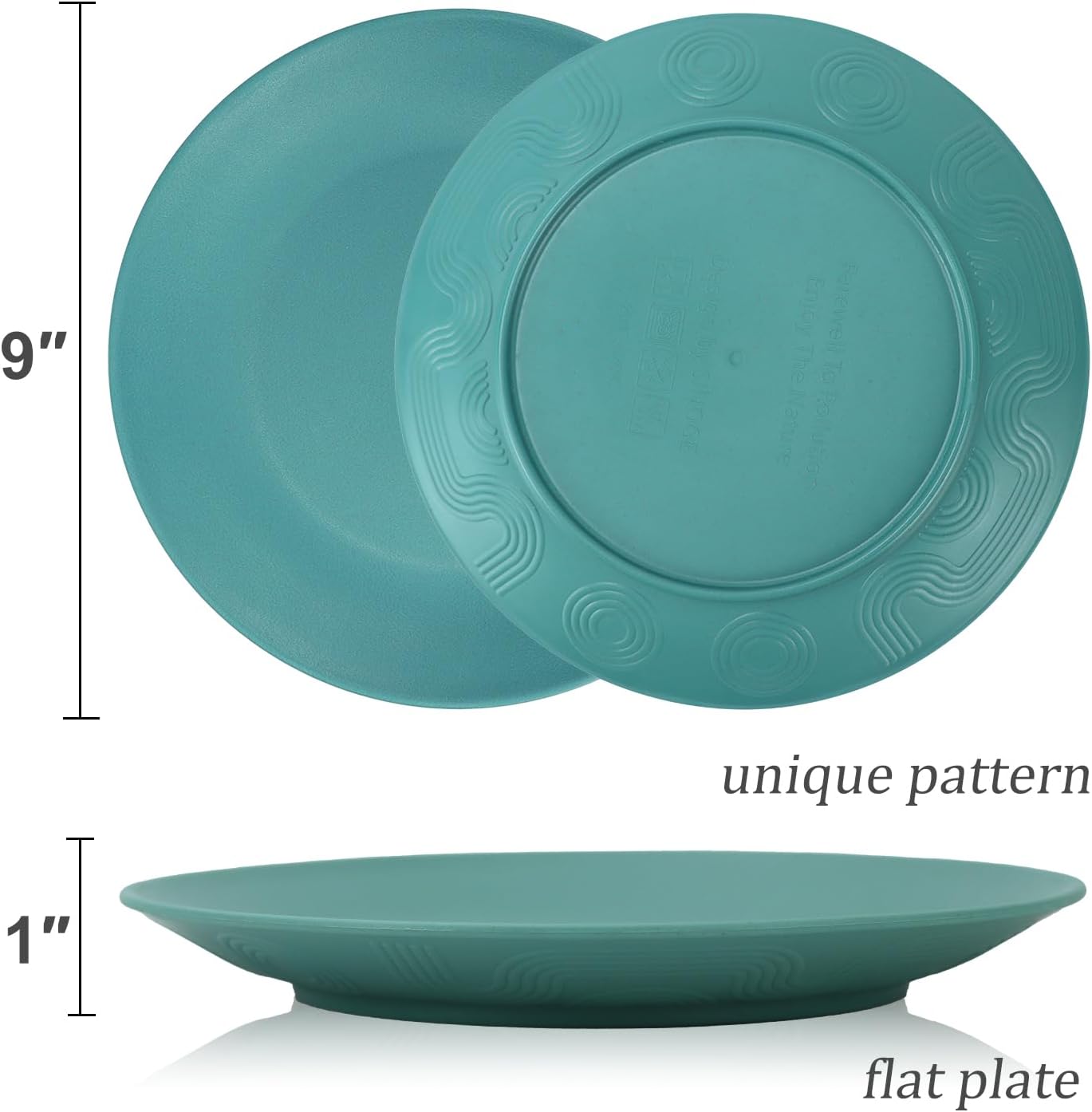 Wrova Wheat Straw Dinner Plates 9 Inch Unbreakable Set of 8 - Dishwasher & Microwave Safe Plastic Plates Reusable - Lightweight Plates for Kitchen,Camping,Apartment,Dorm,RV,Party - Colorful