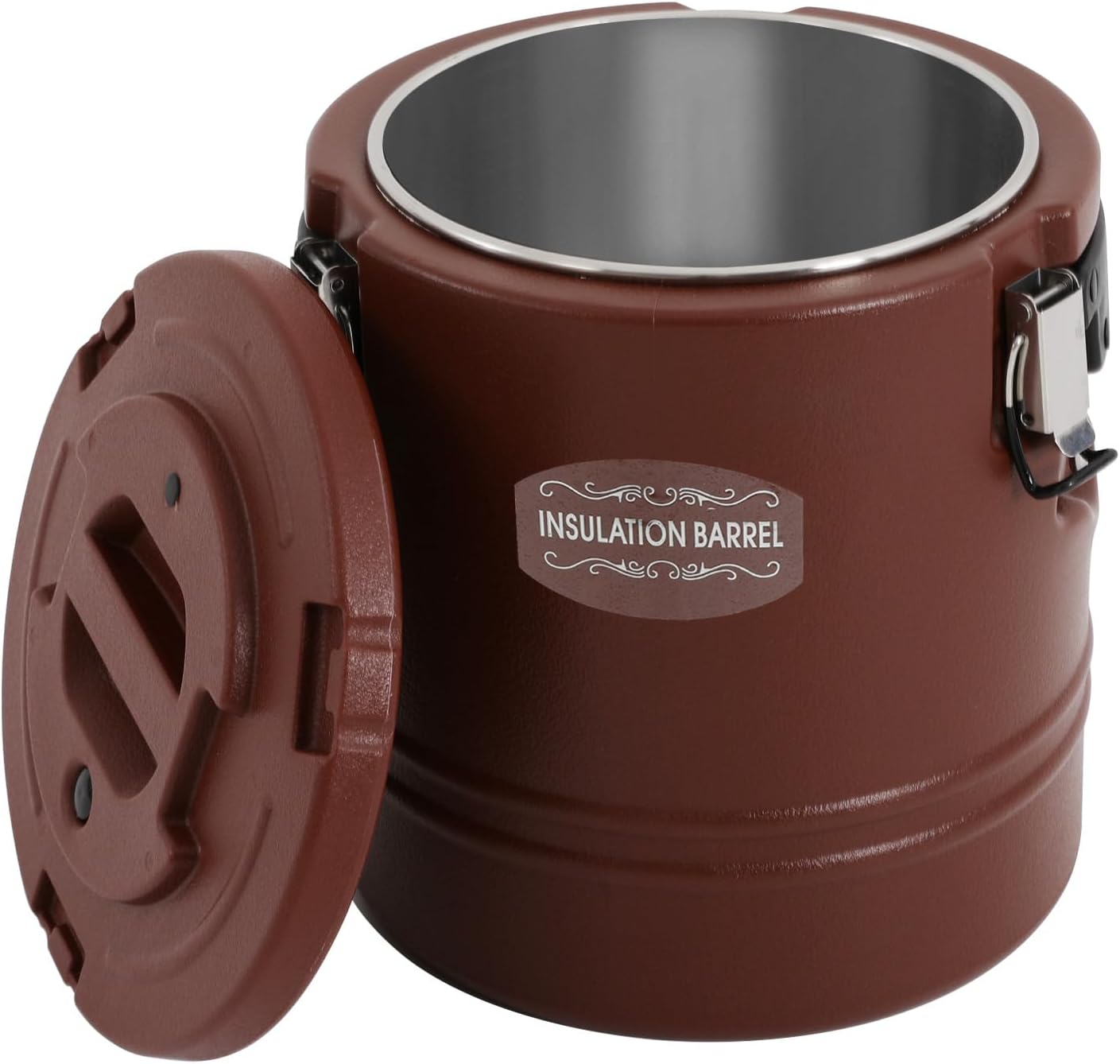 DYNAMI Large Insulated Food Container,4 Gallon Portable Commercial Food Warmer Insulated Soup Container Cold Hot Box for Catering,Stainless Steel Inner Liner, Sealed and Leak-proof (Brown, 4 Gal)