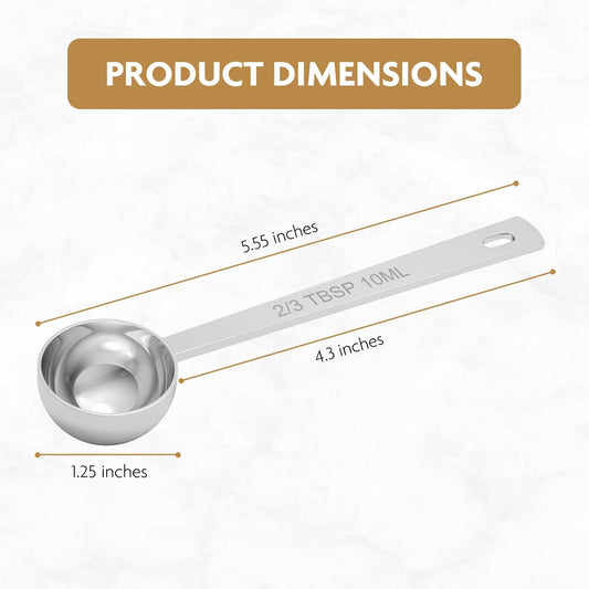 1PCS 2/3TBSP(2TSP, 10ML) 18/8 Stainless Steel Measuring Spoon, Metal Measure Scoop for Dry and Liquid Spices, Must-have for Kitchen