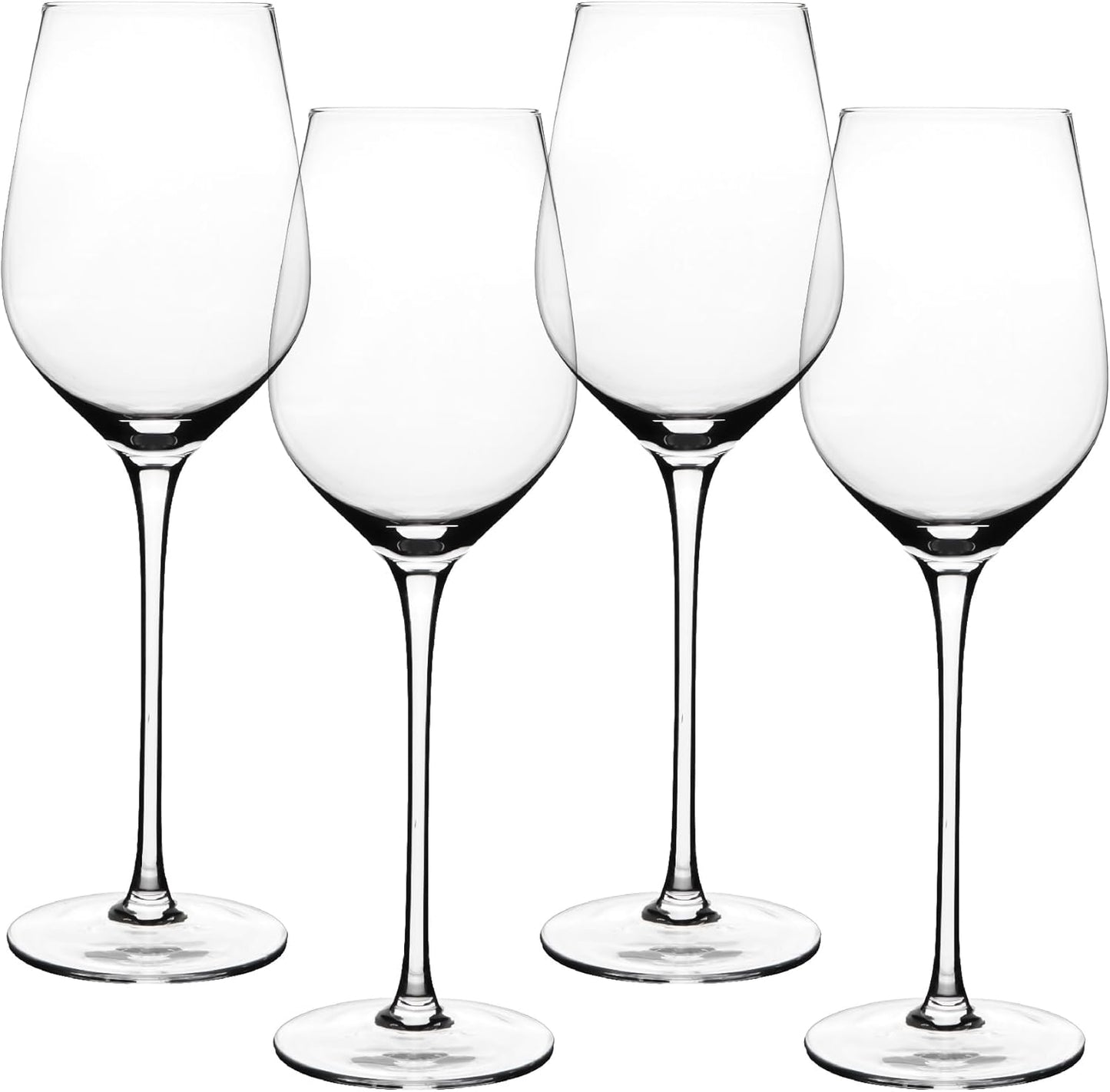 over&back 13oz Traditional Glassware - Set of 4 Classic Stem Drinking Glasses for Parties, Get-togethers, and More - Mouth-Blown - Wine Cups for Kitchen and Dining Room - Clear