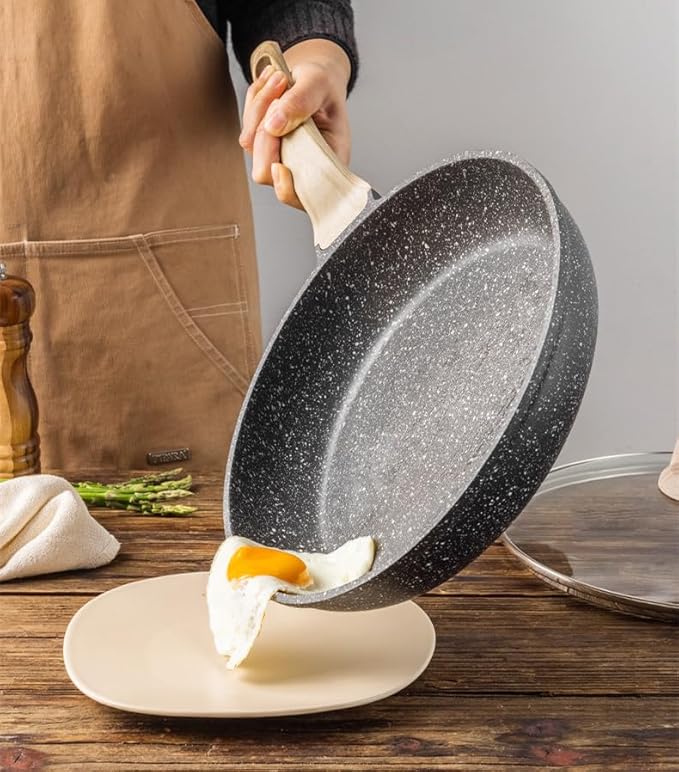 Nonstick Frying Pan Skillets 3-Piece Set 8/9.5/11 inch, Granite Coating Omelette Pan, 100% PFOA free Cookware Pan, Non Stick Stone Frying Pan Skillets Set