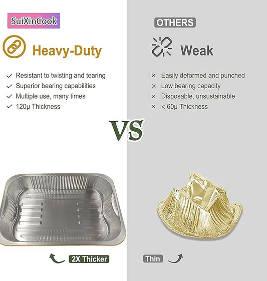 13 "x9" Aluminum foil Lasagna Pans, grill tray, sturdy disposable aluminum pan, 10 sets- for cooking，baking and heating, food storage, distribution, barbecue,Gold