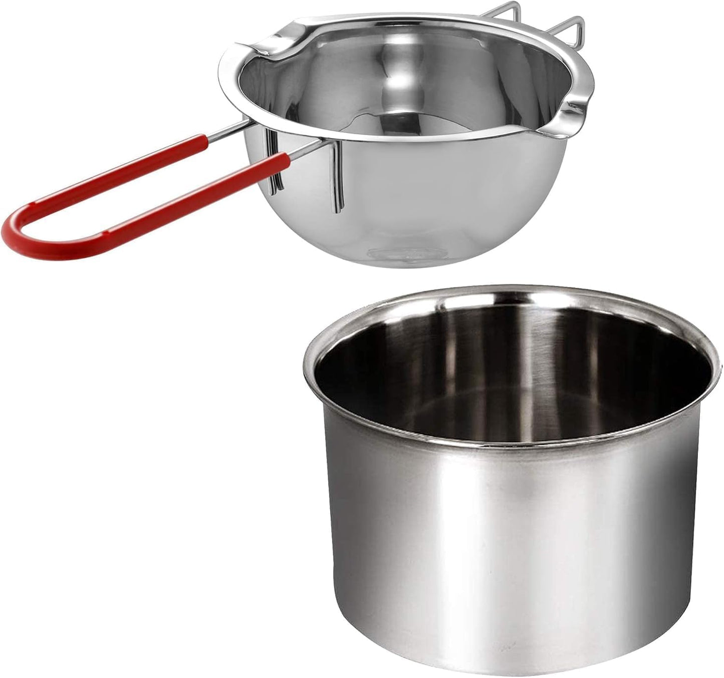 Stainless Steel Double Boiler Melting Pot with Heat Resistant Handle, Large Capacity Chocolate Melting Pot for Butter Candy Butter Cheese, Candle Making (600/1600ML)