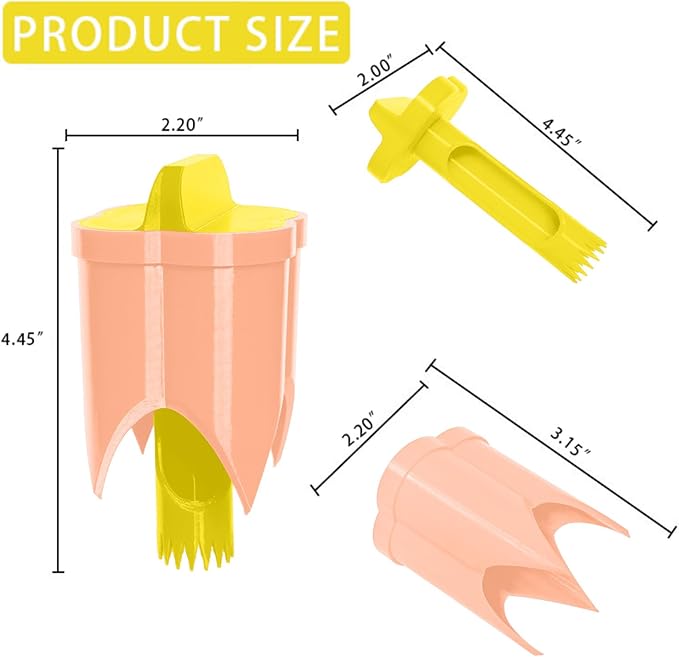 Pepper Corer, 2 in 1 Red Bell Pepper Seed Corer Remover Tool, Fruit & Vegetable Corers Quick Cave Tools for Jalapeno Cutter Deseeder, Yellow Orange, 3 PCS