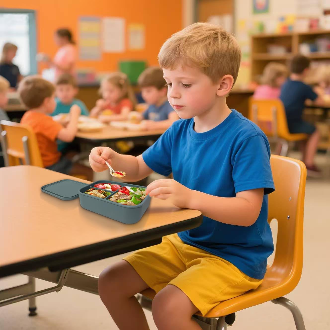 superplanet™ 2 Pcs 24 oz silicone food containers, reusable lunch and fruit boxes, BPA-free, Microwave and freezer safe, suitable for school, work, and travel