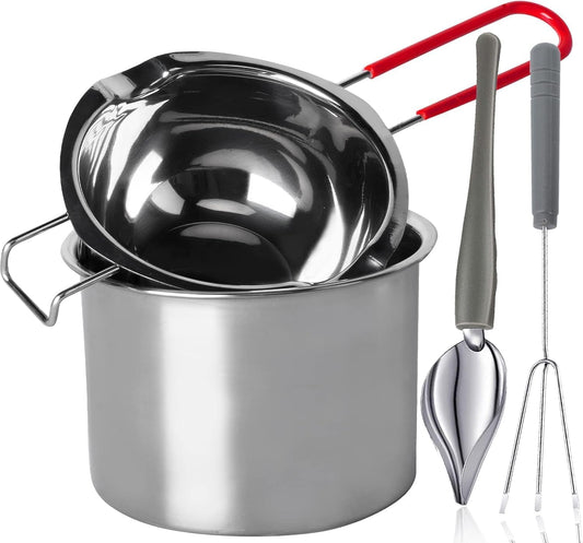 Stainless Steel Double Boiler Melting Pot with Heat Resistant Handle, Large Capacity Chocolate Melting Pot for Butter Candy Butter Cheese, Candle Making (600/1600ML)