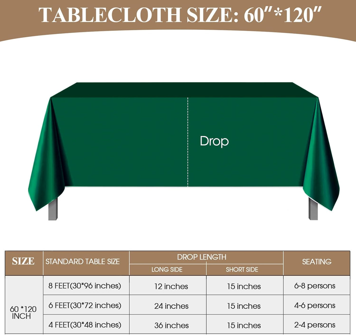 Rectangle Tablecloths 60x120 Inch 6 Pack Dark Green Tablecloth Washable Decorative Linen Polyester Table Cloths for Dining Table Banquets Buffet Parties and Wedding