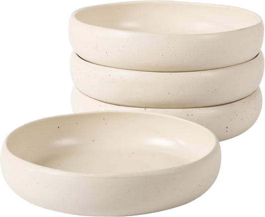 Bloomhouse Corsica Clay 4 Piece 9 Inch Meal, Serving, Dinner, Pasta Bowl Blate Set - Sea Salt White