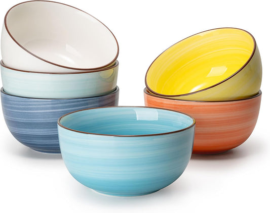 Sweese 10 Oz Ceramic Ice Cream Bowls, Set of 6 - Multicolor Dessert, Cereal, Soup Bowls, Dishwasher Microwave Safe