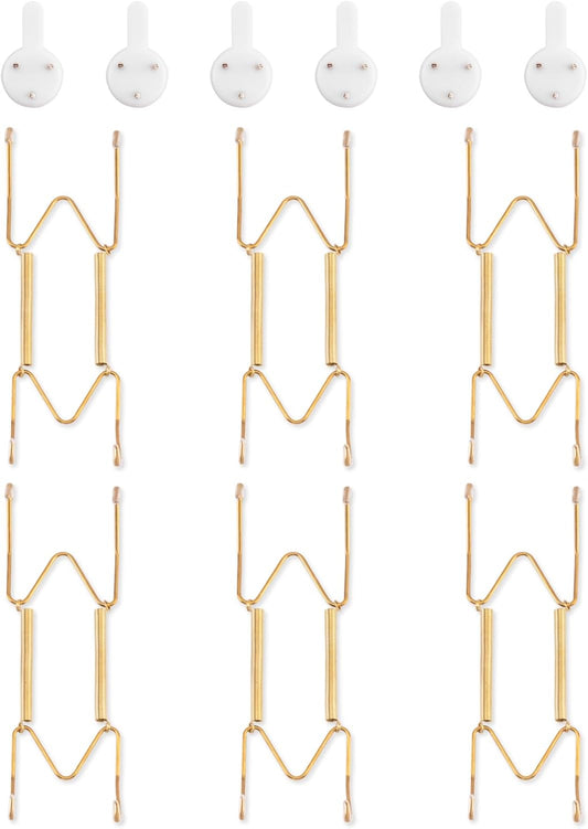 Bilillo 6 Pack Plate Hangers for Wall - Suitable for 6-8 Inch Art, Stainless Steel Invisible Heavy Duty Wire Holder With Wall Hooks for Displaying Platters, Dishes