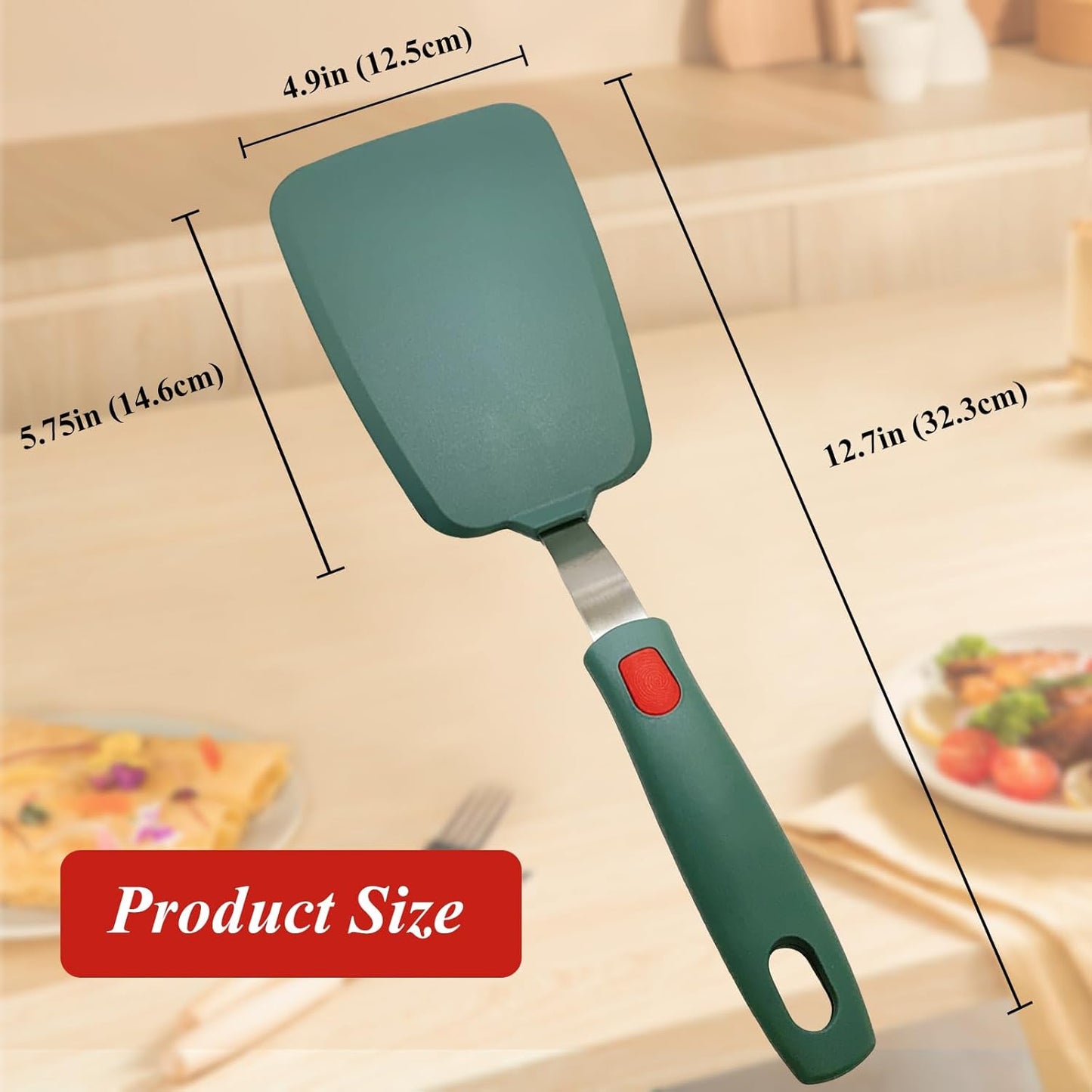 Silicone Spatula Turner, Pancake Spatulas for Nonstick Cookware Pan, Heat Resistant 600°F, Thin Flexible Large Cooking Spatula for Kitchen Use, Flipper for Omelette Egg Fish, Dishwasher Safe