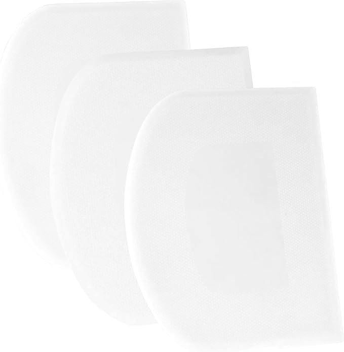 SURDOCA Dough Scraper Bench Scraper - 3P 8.3x5.5" Plastic Flexible Bowl Scraper, Sharp Edge & Angles Cake Scraper. Non-Slip Bakeware Decorating Tools Sculpting & Modeling Tools - Pure White