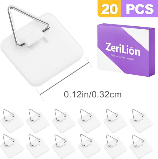 20 Pack Invisible Adhesive Plate Hangers for Wall - 1.25 Inch Vertical Plate Holders Display Set for Decorative Plates, Art, Porcelain