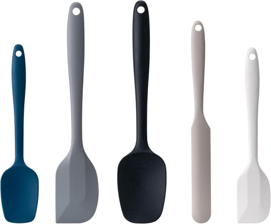 Silicone Spatula Set, 5 Piece Food Grade Rubber Spatulas for Baking, Cooking, and Mixing High Heat Resistant Non Stick Dishwasher Safe BPA-Free (Multicolor2)