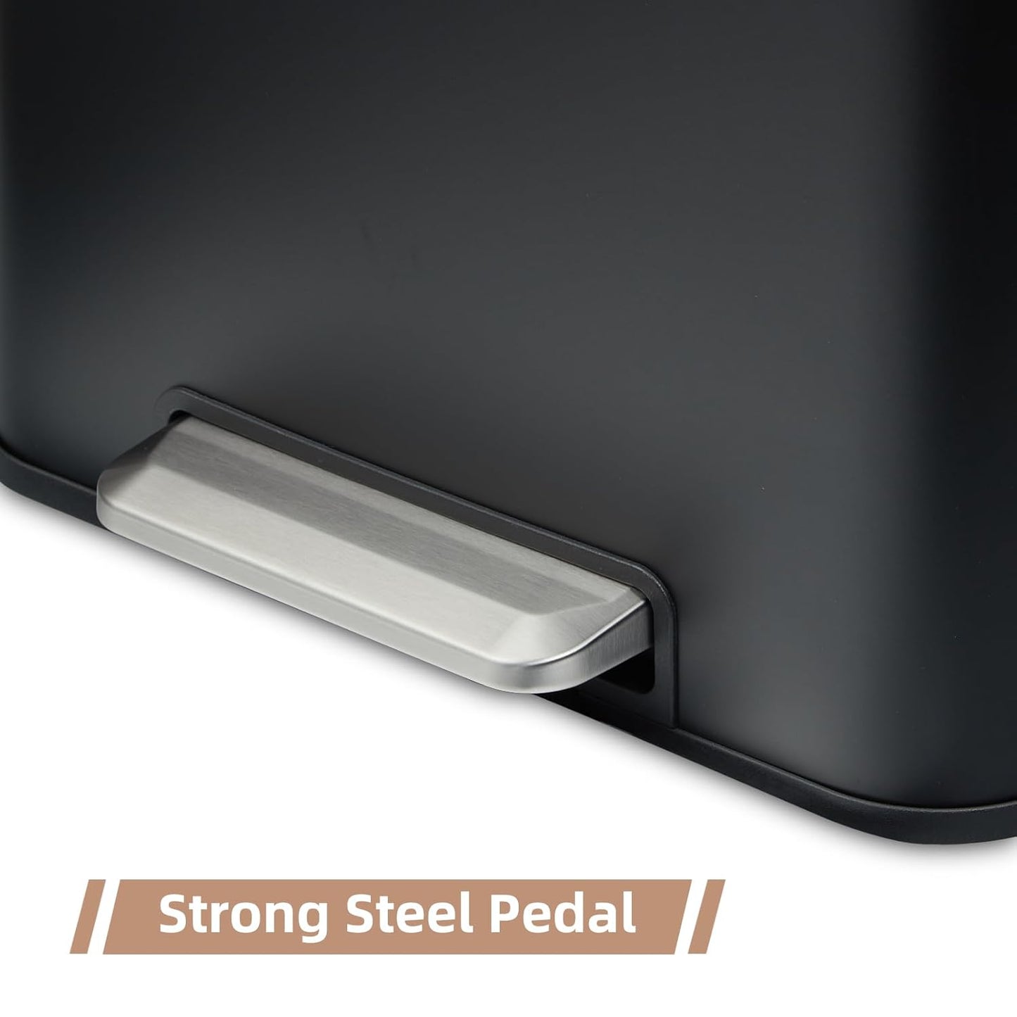 Garvee Dual Trash Can for Recycling and Trash, Stainless Steel Kitchen Trash Can with Lid and Foot Pedal, Double Compartment Garbage Can, with Recycling Bin (Black, 8 Gallon(2x4Gal))