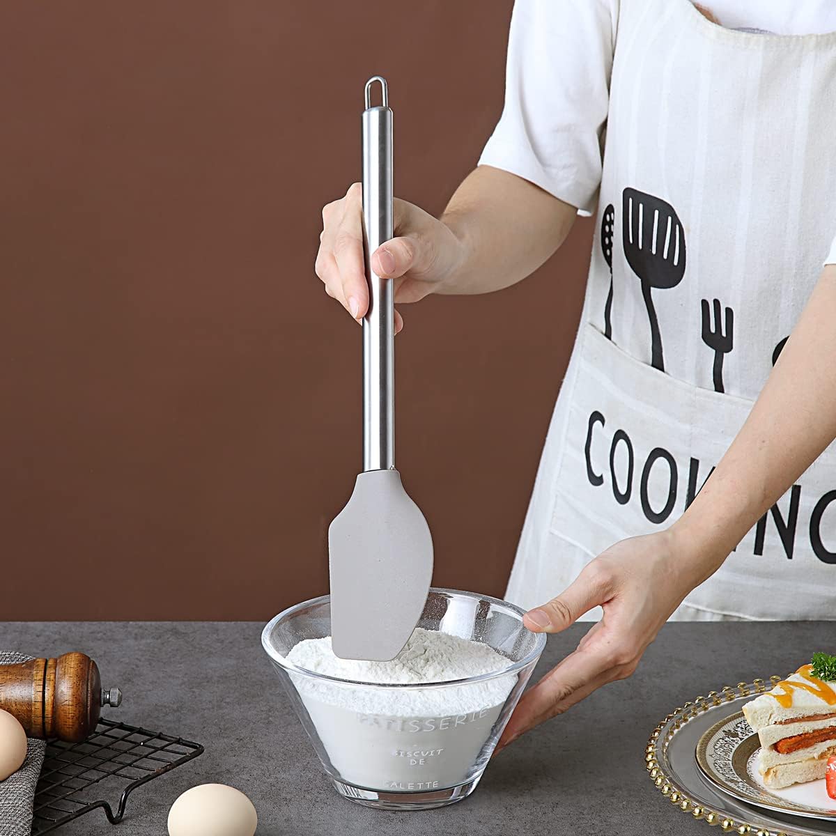 Berglander Spatulas Non-stick Silicone Flexible Scrapers Baking Mixing Tool, Baking Tools, Heat Resistant, Dishwasher Safe, Easy to Clean