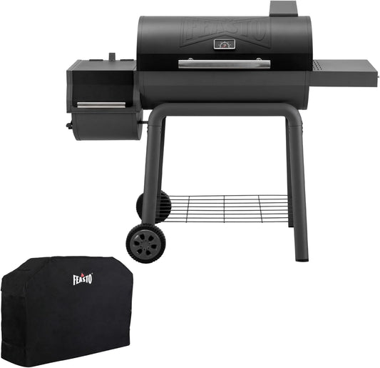 30'' Outdoor Charcoal Grills with Cover, BBQ Grill with Offset Smoker and Side Table, 832 Sq. In. Heavy-Duty for Outdoor Backyard, Patio and Parties, Black