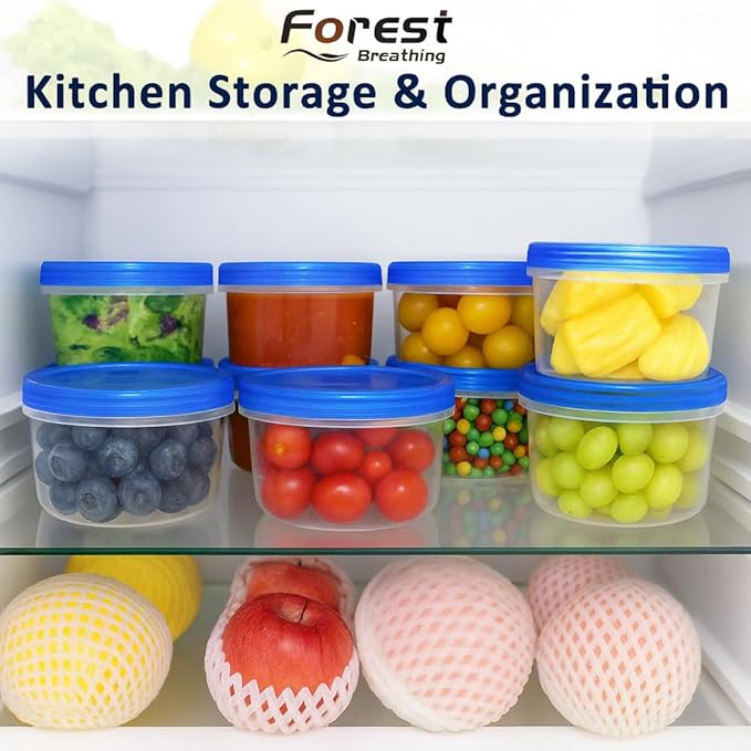 10 Pack 17oz Reusable Freezer Storage Containers with Twist Top Lids Airtight, Clear Plastic Food Storage Meal Prep Containers for Leftover Lunch Fruit Salad Oats, Small Soup Container Microwave Safe