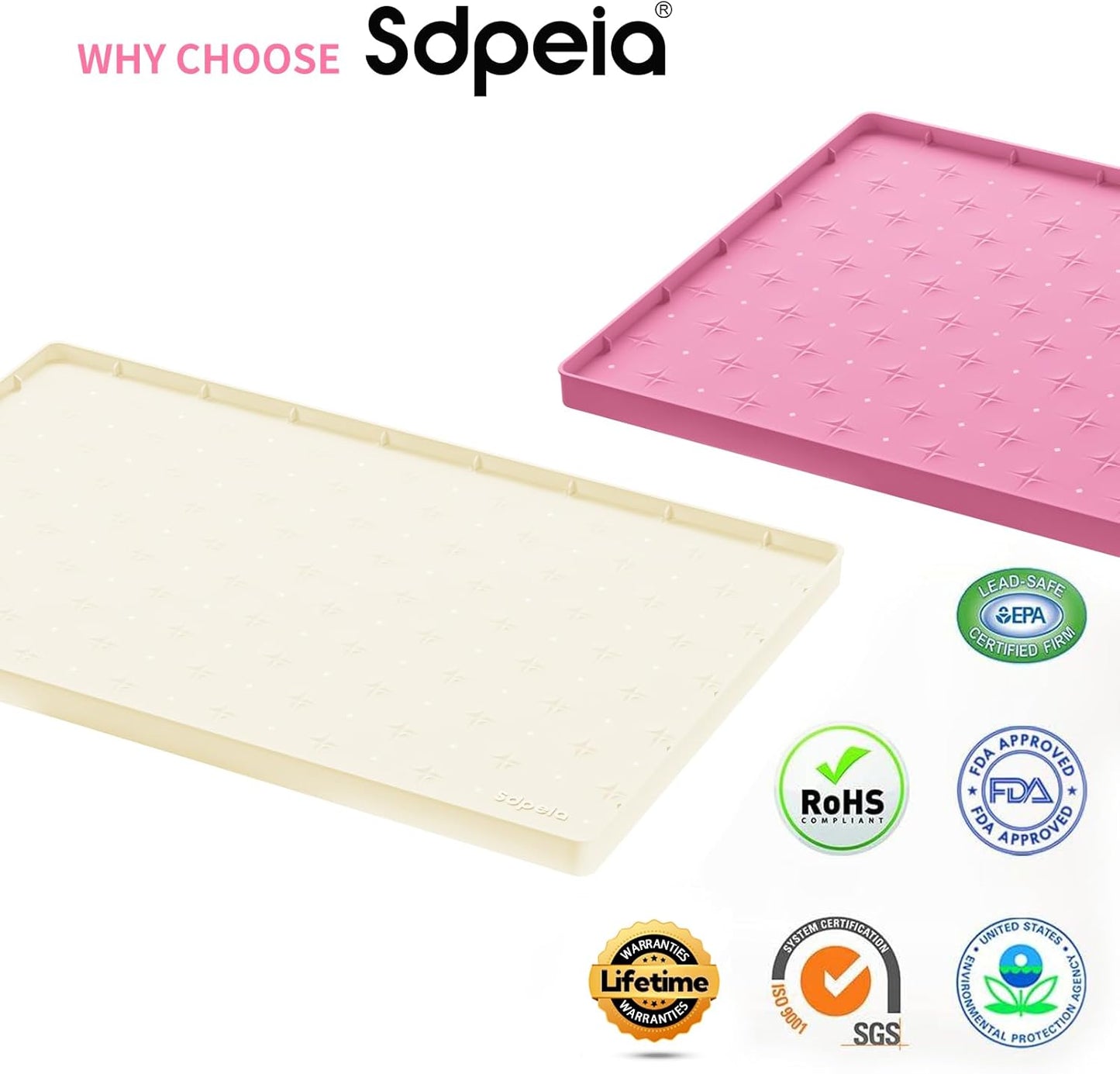 Sdpeia Under Sink Mat for [34" x 22"] Cabinet, Upgraded Silicone Waterproof Mat Kitchen Cabinet Liner Cabinet Protector Kitchen Organizers and Storage