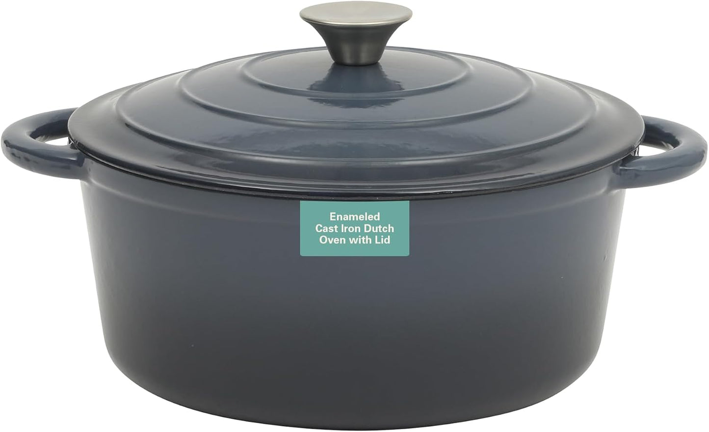 Gibson Home Addlestone 5 Qt Enameled Cast Iron Dutch Oven Pot with Lid – Round, Oven Safe to 500°F, Ideal for Bread Baking & Stews - Gradient Navy Blue