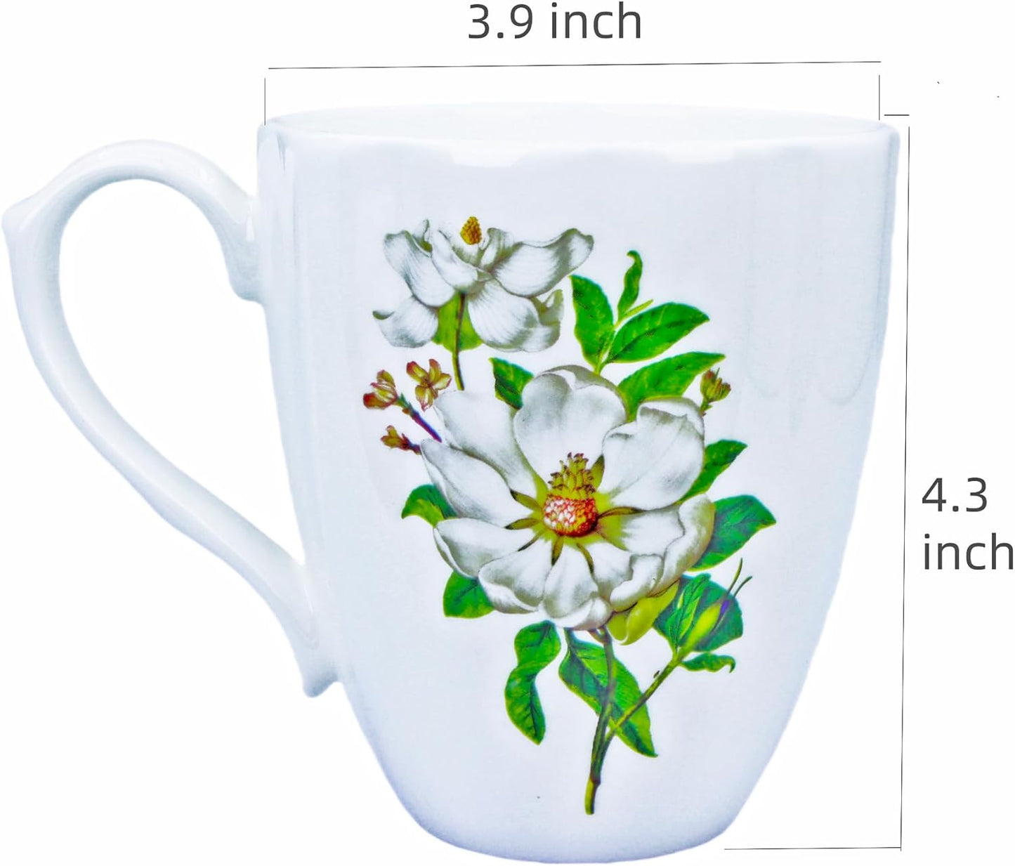 14oz Cute Coffee Mugs for Women Cute Mugs Bone China Floral Coffee Mug Teacups for Mom Women Birthday Gifts Christmas Gifts