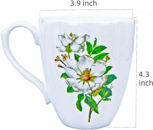 14oz Cute Coffee Mugs for Women Cute Mugs Bone China Floral Coffee Mug Teacups for Mom Women Birthday Gifts Christmas Gifts