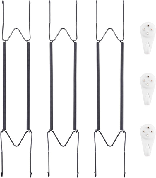 Bilillo 3 Pack Plate Hangers for The Wall, Suitable for 16''-20'' Decorative Plate,Invisible Heavy Duty Wire Plate Holder with Wall Hooks, Plate Hangers for Displaying Plates, Platter, Dish (Black)