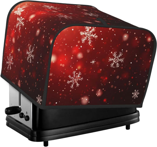 Toaster Cover 4 Slice Red Christmas Snowflake Xmas Glitter Kitchen Small Appliance Covers with Pockets Dust and Fingerprint Protection