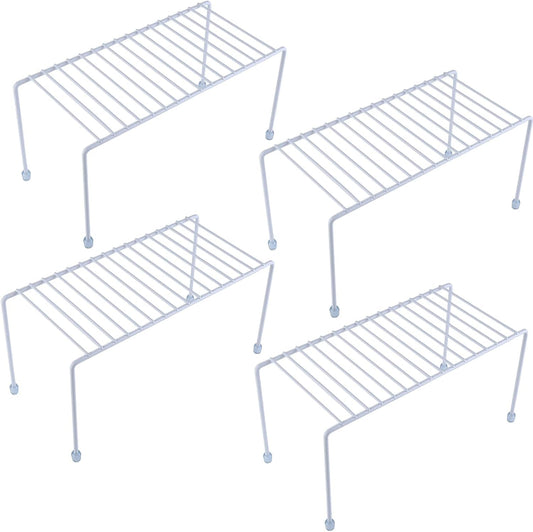 Kitchen Shelves, Cabinet Organization Mini Storage Shelf, Storage Rack Organizer for Kitchen, Fridge, Cabinet, Bathroom (White 4)