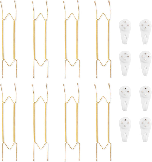 Bilillo 8 Pack Plate Hangers for the Wall, Suitable for 16-20 inch Art Plate, Stainless Steel Invisible Heavy Duty Wire Plate Holder with Wall Hooks, Plate Hangers for Displaying Plates, Platter, Dish