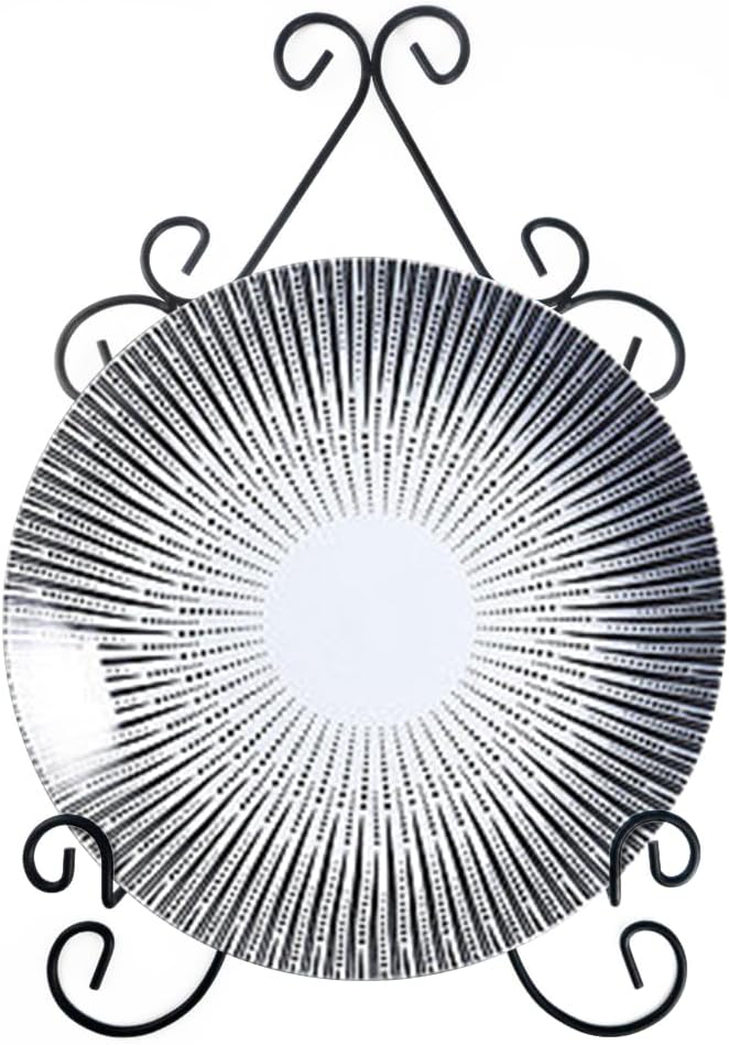 YY YEARCHY Plate Stand Holder for Wall Hanging Display Rack Art Hanger Metal Easel Photo Holder Books Bowls Platters (Black, 8 inches/12.6" x 7.87" x 1.57")