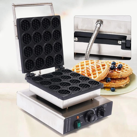 1750W Commercial Waffle Maker, 16 Grids Electric Waffle Maker Non-Stick Stainless Steel Belgian Waffle Iron w/Time & Temper Adjustable| Whisk|Food Clip, Large Waffle Machine for Restaurant Party Food