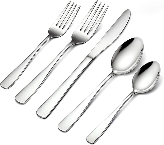 BEWOS 20 Piece Silverware Set - Stainless Steel Silverware Sets for 4 Include Spoon, Forks, Knives, Mirror Polished Flatware Set for Home, Kitchen, Restaurant, Dishwasher Safe