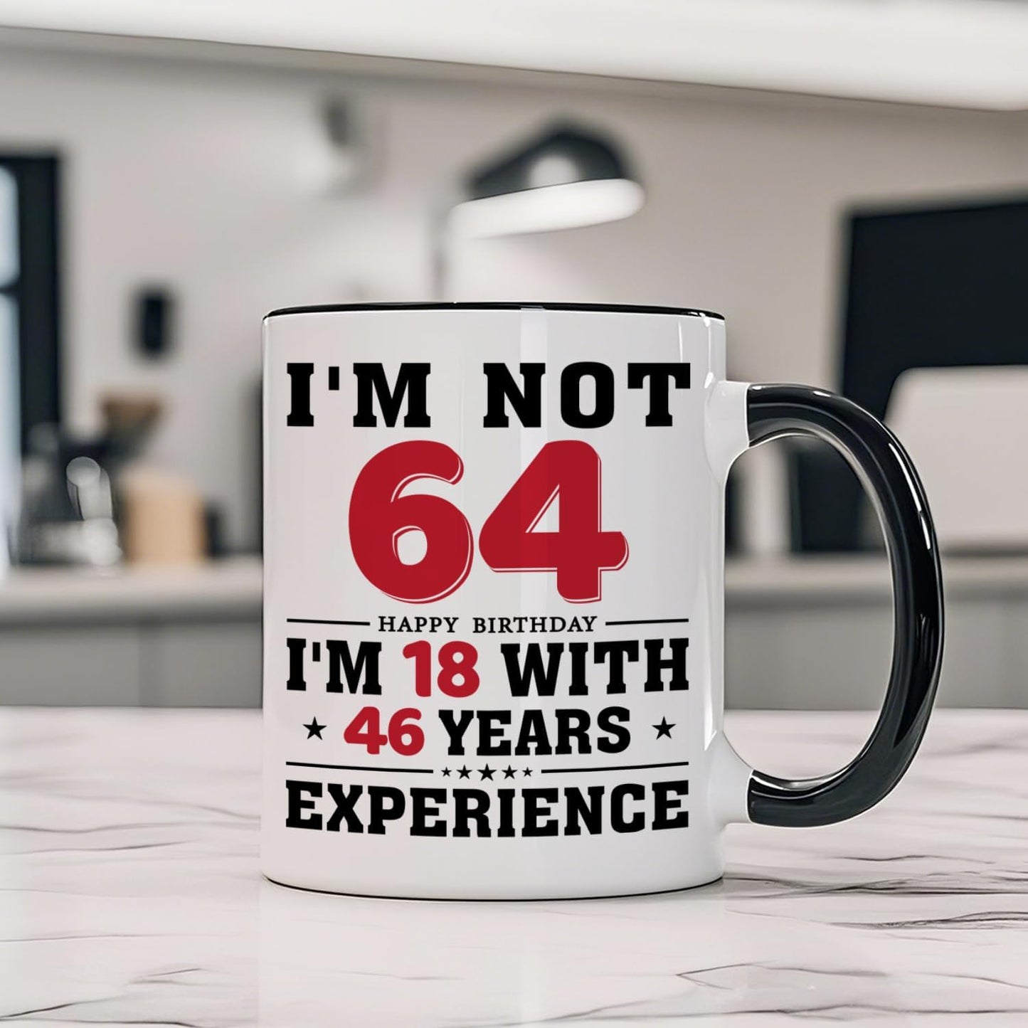 64th Birthday Coffee Mug, 64 year old Birthday Gift Ideas for Men Women Her Him, Red Black 11oz