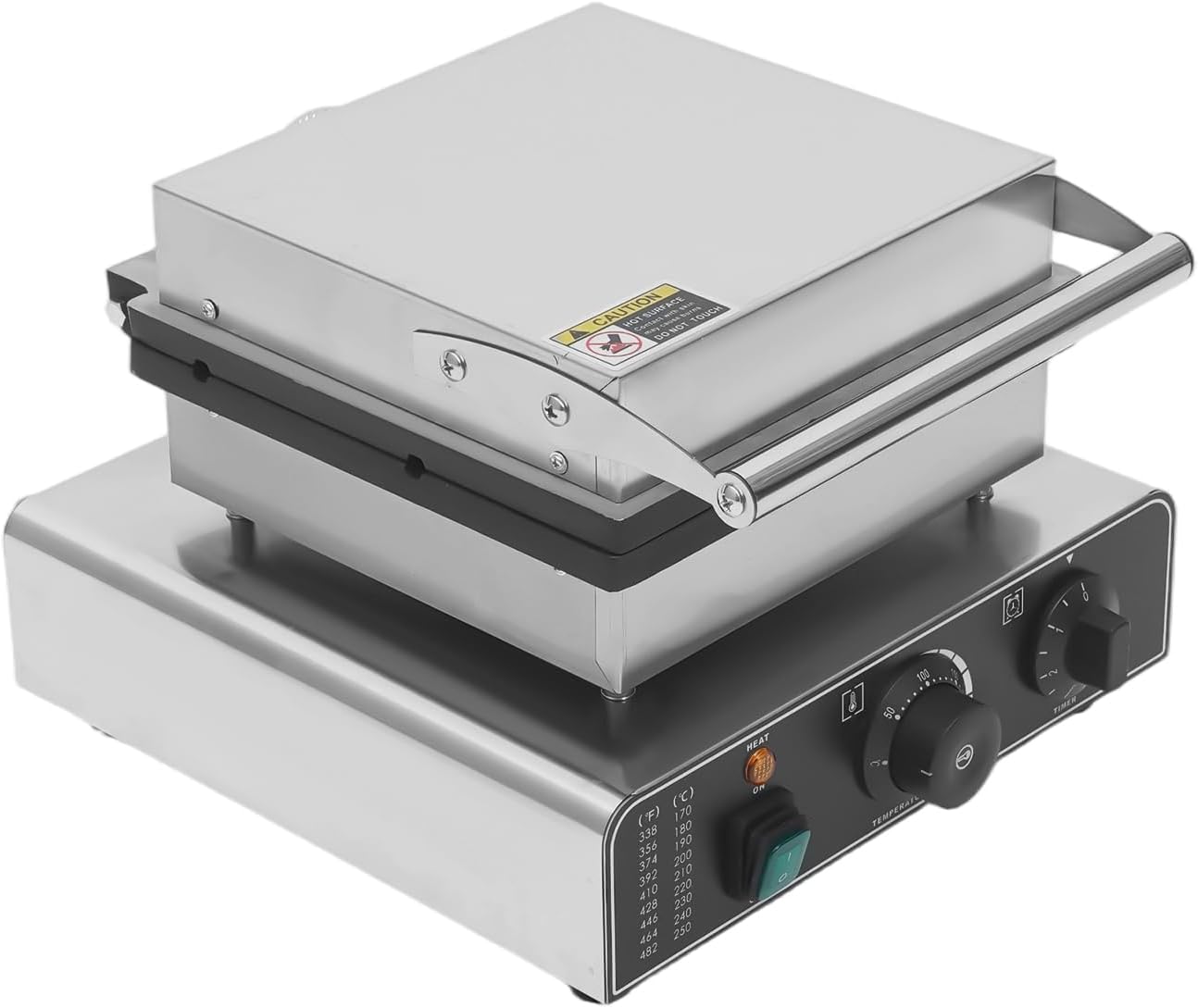 1750 Commercial Waffle Stick Maker, 4 Square Waffle Maker Non-Stick Stainless Steel Belgian Waffle Iron w/Time & Temper Adjustable| Whisk|Food Clip|Brushes, Large Waffle Machine for Restaurant