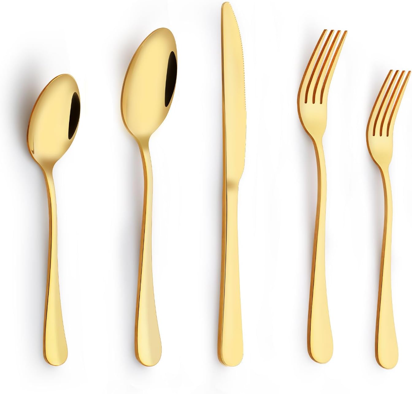 Gold Silverware Set, 30 Piece Flatware Cutlery Set for 6, 18/0 Stainless Steel Silverware, Mirror Polished Cutlery Utensil Set Includes Knife Fork Spoon For Home Kitchen Restaurant Gift