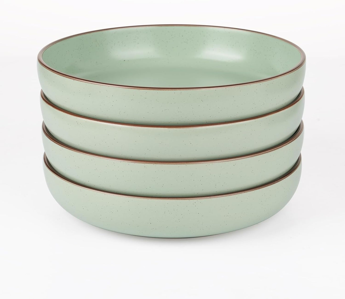 famiware Mercury Pasta Bowls Set of 4, 33 oz Large Salad Bowls, Stoneware Pasta Plates Bowls, Serving Bowls for Kitchen, Microwave & Dishwasher Safe, Light Green