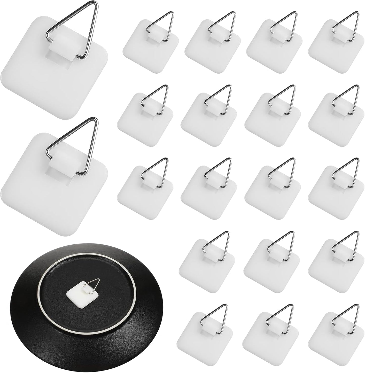 20 Pack Invisible Adhesive Plate Hanger, Invisible Adhesive Picture Hangers for Wall, Vertical Plate Holders for Hanging Decorative Plates Photo Frames Paintings