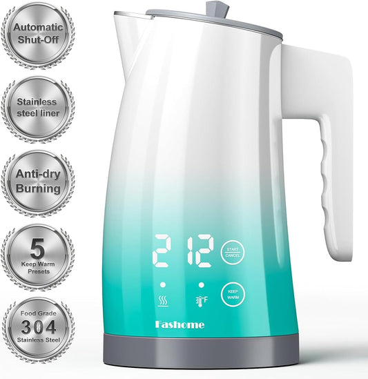 Electric Kettle with 5-Temperature Control,1.25L Cordless,Penguin Shape Design,1200W with Keep Warm and Auto Shut-Off,Perfect for Tea,Coffee & Kitchen(Blue Gradient)