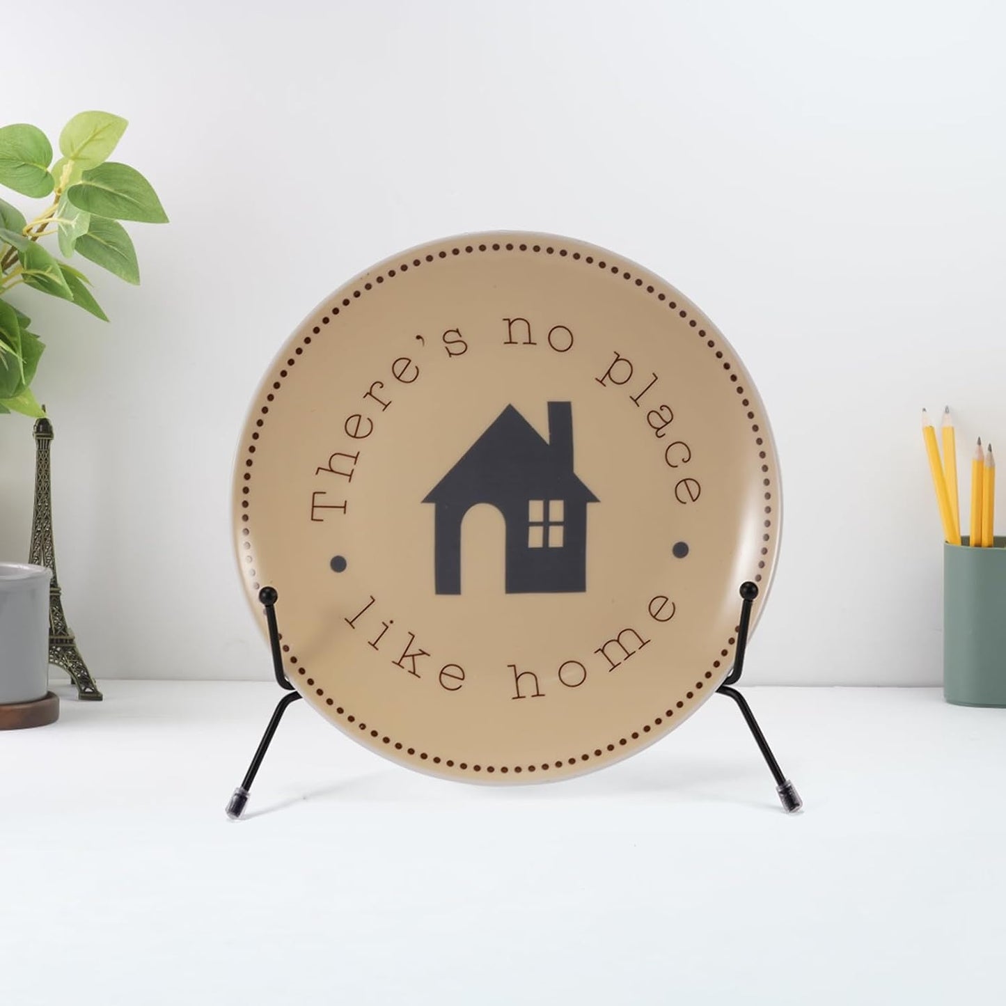 2 Pack Improved Anti-Slip Plate Stands, 8 Inch Black Iron Display Stands for Frames, Pictures, Books, Artworks