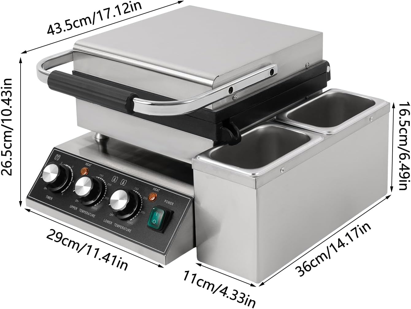 2200W Commercial Waffle Maker, Electric Square Waffle Maker Non-Stick Stainless Steel Belgian Waffle Iron w/Time & Temper Adjustable|Oil Spill Chute, Large Waffle Machine for Restaurant Party Food