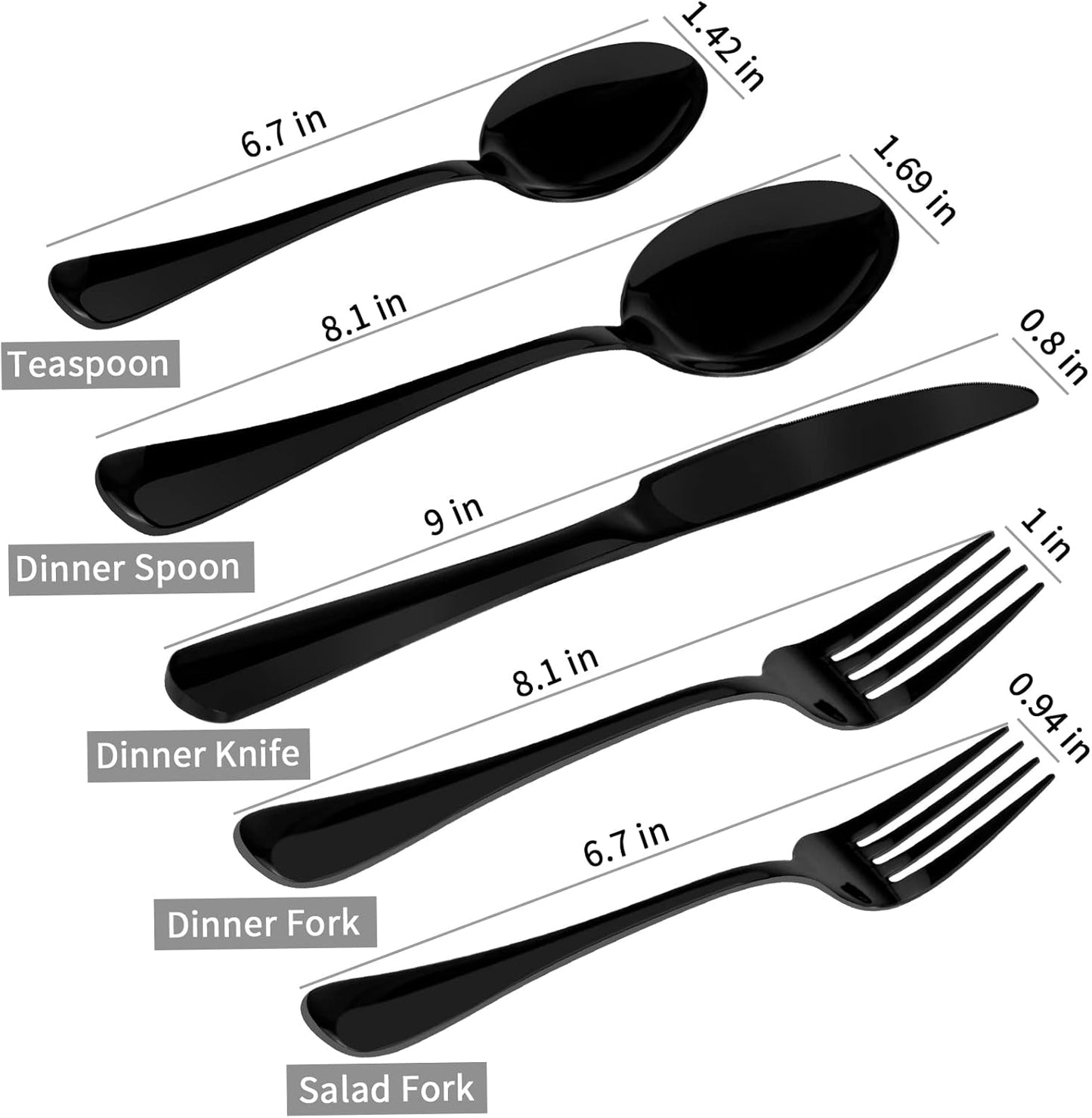 Aisoso Black Silverware Set, 20-Piece Stainless Steel Flatware Cutlery Set Service for 4, Include Knife Fork Spoon, Stylish Mirror Finish, Perfect for Home Kitchen Restaurant