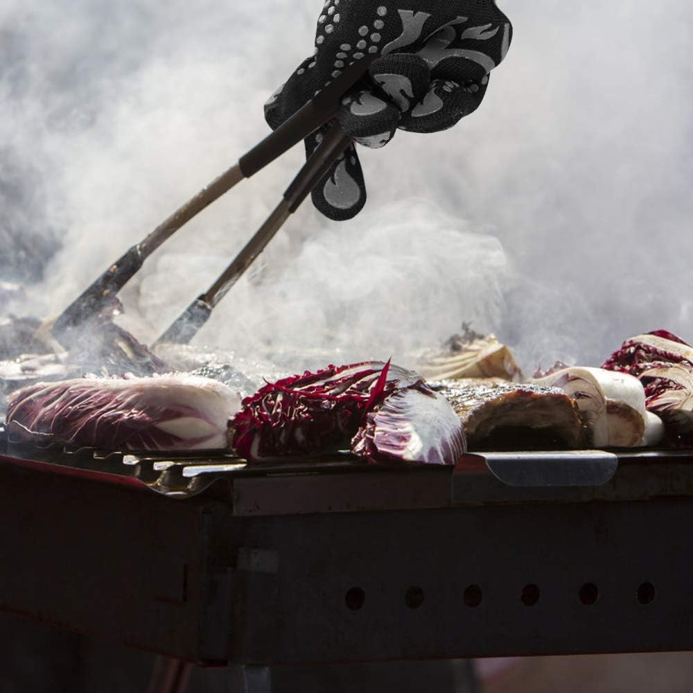 Comsmart BBQ Gloves, 1472F Heat Resistant Silicone Non-Slip Oven Mitts, Long Kitchen Gloves Perfect for Grilling, Cooking, Baking, Cutting