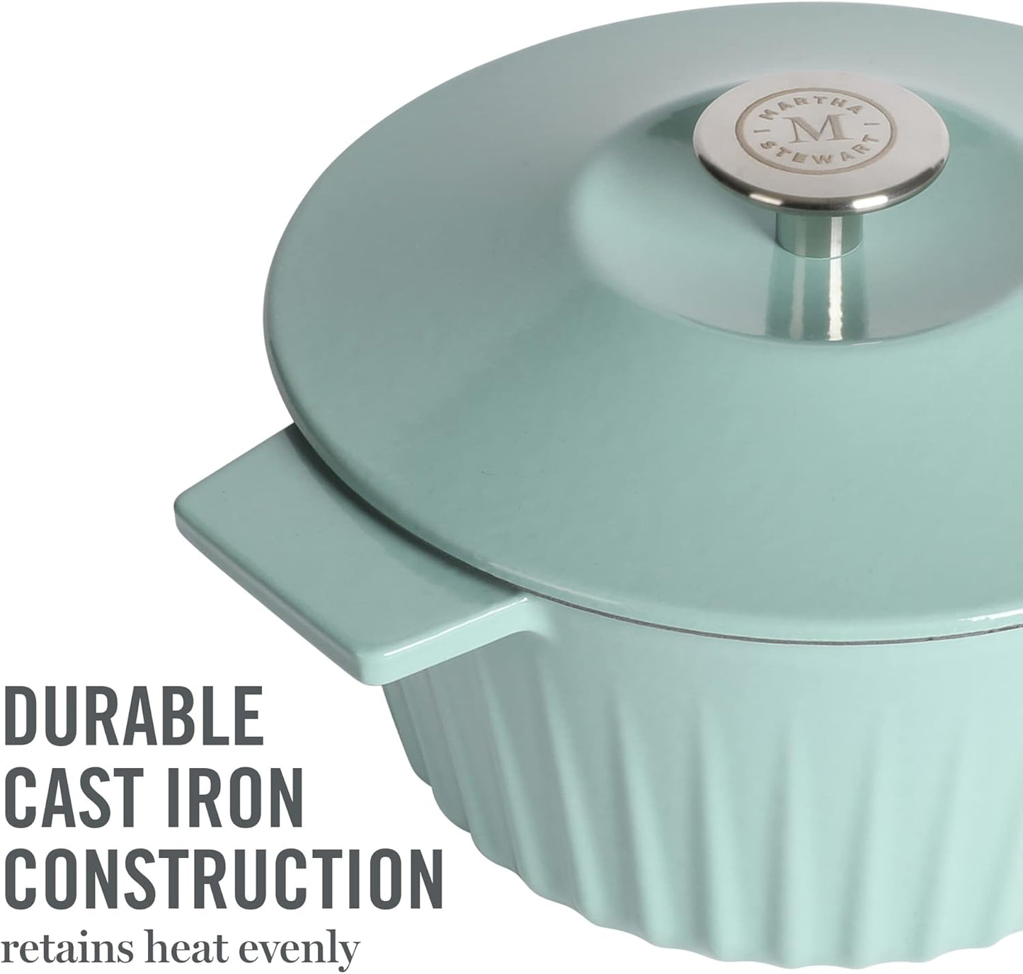 Martha Stewart Eastholm 3-Quart Enameled Cast Iron Dutch Oven - Martha Blue