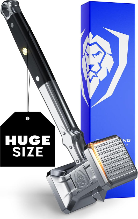 Dalstrong Meat Tenderizer Tool - NEW IMPROVED - Dual Sided, Extra-Large Meat Hammer - Premium High-Carbon Stainless Steel - Meat Mallet - Chef Pounder - Black G10 Handle