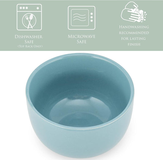 Elanze Designs Bistro Glossy Ceramic 4 inch Cute and Small Dessert Bowls Set of 4 - Perfect for Everyday uses from Snacks, Ice Cream, Candy and Treats, Ice Blue