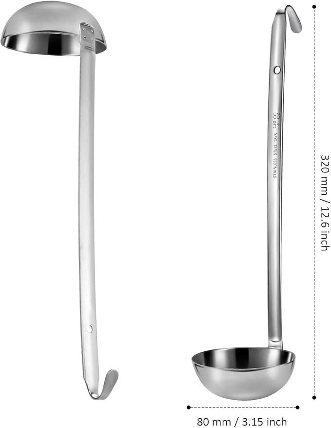 meekoo 3 Pieces Stainless Steel Ladle Soup Handle Ladle with Pouring Rim for Kitchen Cooking Soup Sauce(4 oz)
