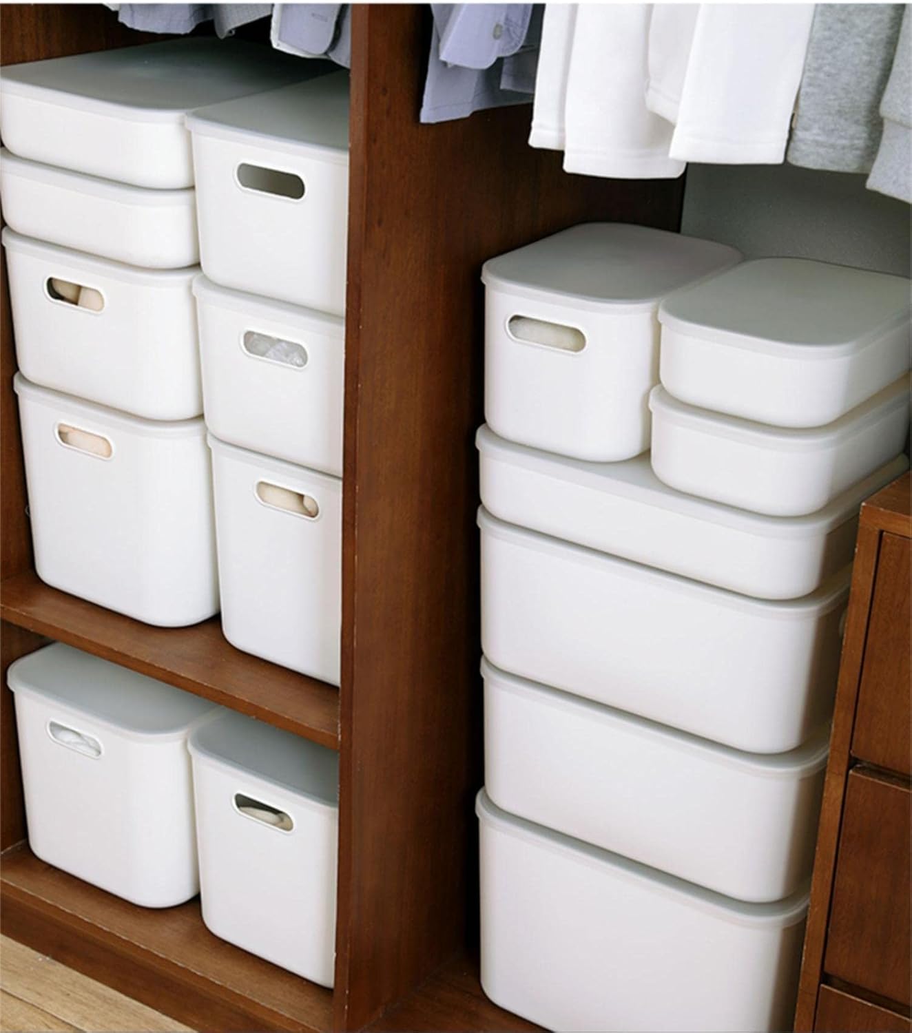 Set Of 4 Plastic Storage Bins with Lids,"10.5×8×5.5" Versatile Kitchen Pantry Organization and Storage,for Plastic Storage Container Under Bed,Under Sink Bathroom Organizer (4 Pack Medium,